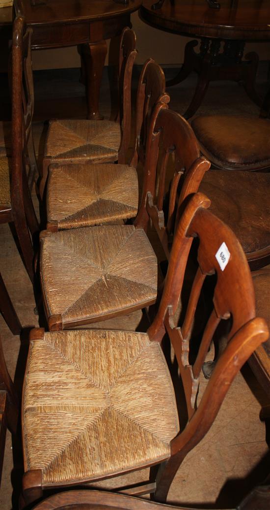 Set 5 French provincial rush seat chairs